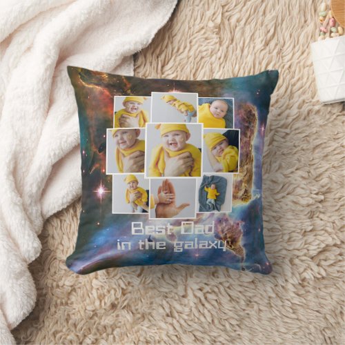 Personalized 9 Photo and Text Best in the Galaxy Throw Pillow