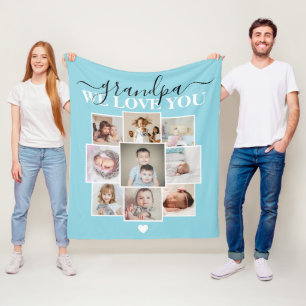 Personalized 9 Photo and Text Photo Collage Fleece Blanket