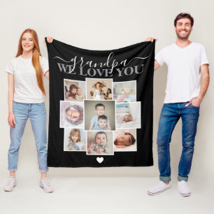 Personalized 9 Photo and Text Photo Collage Fleece Blanket