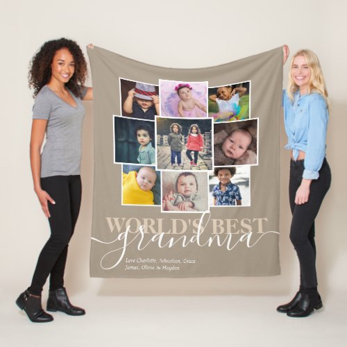 Personalized 9 Photo and Text Photo Collage Fleece Blanket