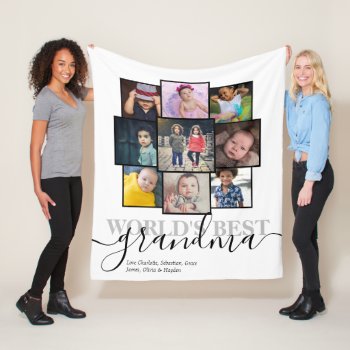 Personalized 9 Photo And Text Photo Collage Fleece Blanket by Ricaso at Zazzle