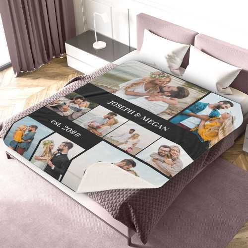 Personalized 9 Photo Collage Chic Black and White
