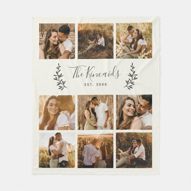 Personalized 9 Photo Collage  Fleece Blanket (Front)