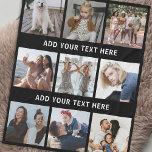 Personalized 9 Photo Collage Fleece Blanket<br><div class="desc">Personalized gift fleecy blanket featuring a modern black background that can be changed to any color,  9 photos of your choice,  and 2 simple text templates for you to customize.</div>