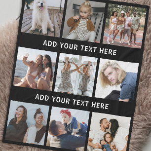 Personalized 9 Photo Collage Fleece Blanket