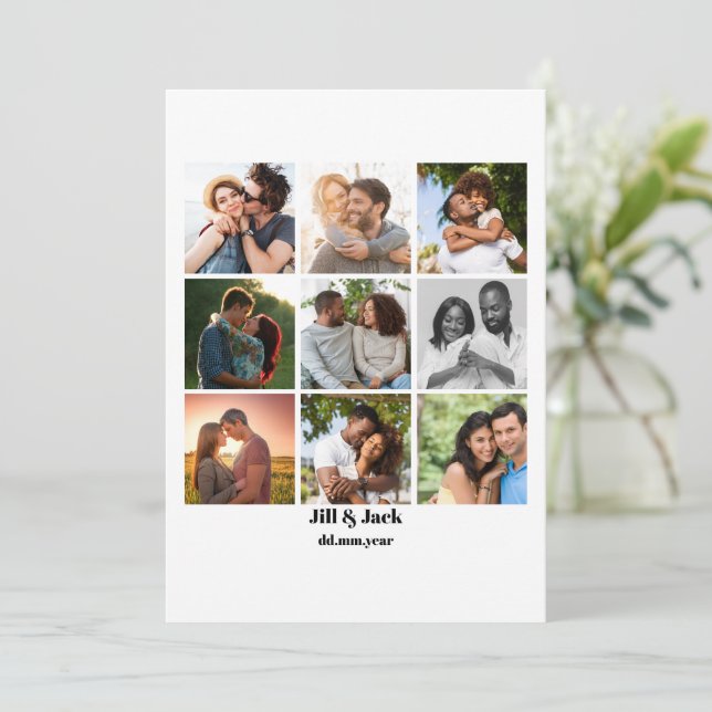 Personalized 9 Photo Collage Template for Couples (Standing Front)