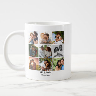 Personalized 9 Photo Collage Template for Couples Giant Coffee Mug