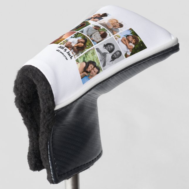 Personalized 9 Photo Collage Template for Couples Golf Head Cover (3/4 Front)