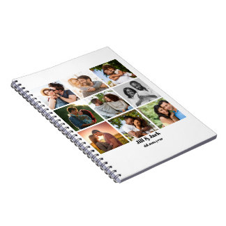 Personalized 9 Photo Collage Template for Couples Notebook
