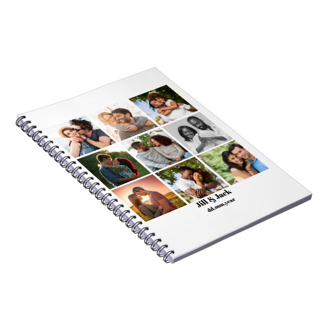 Personalized 9 Photo Collage Template for Couples Notebook (Right Side)