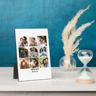 Personalized 9 Photo Collage Template for Couples Plaque