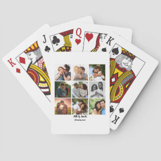 Personalized 9 Photo Collage Template for Couples Poker Cards
