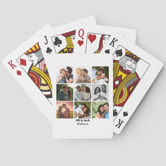 Personalized 9 Photo Collage Template for Couples Poker Cards (Back)
