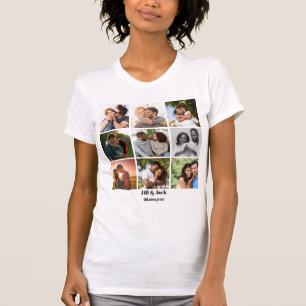 Personalized 9 Photo Collage Template for Couples T-Shirt