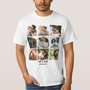 Personalized 9 Photo Collage Template for Couples T-Shirt
