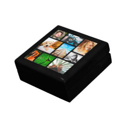 Personalized 9 Photo Collage Template Framed Black Gift Box