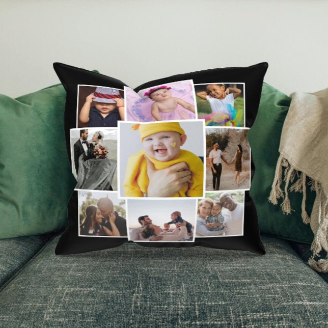 Personalized 9 Photo Collage Throw Pillow (Creator Uploaded)