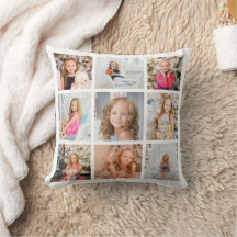 Personalized 9 Photo Collage Throw Pillow