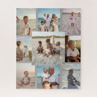 Personalized 9 Photo Family Collage Jigsaw Puzzle