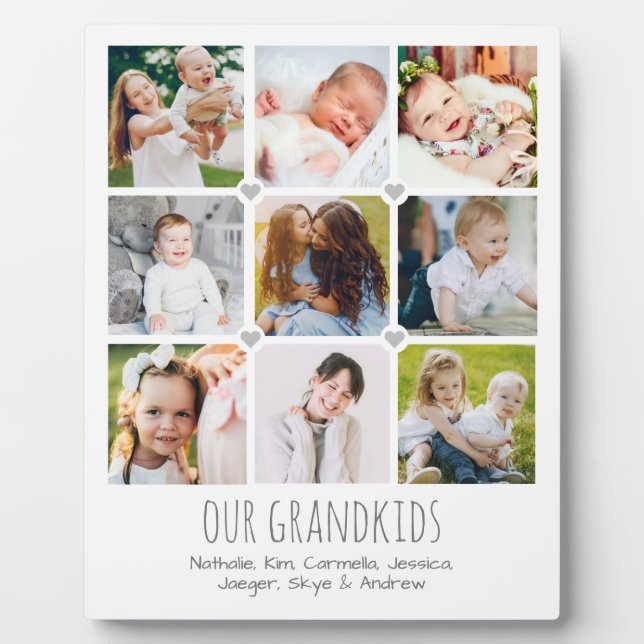 Personalized 9-photo grandparents' plaque (Front)
