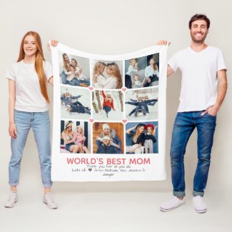 Personalized 9-Photo 'World's Best Mom' Fleece Blanket
