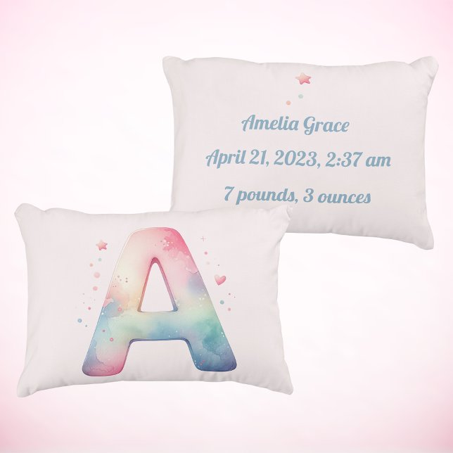 Personalized 'A' Birth round pillow (Creator Uploaded)