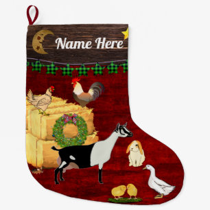 Personalized - A Country Christmas Alpine Goat Lar Large Christmas Stocking