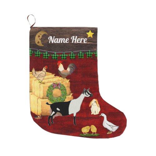 Personalized _ A Country Christmas Alpine Goat Lar Large Christmas Stocking