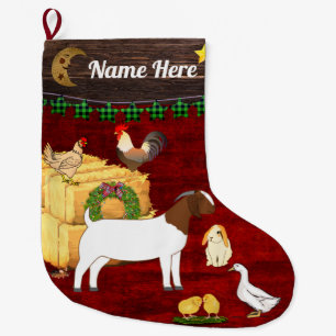 Personalized - A Country Christmas Boer Goat Large Christmas Stocking