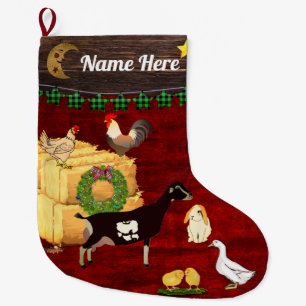 Personalized - A Country Christmas LaMancha Goat Large Christmas Stocking