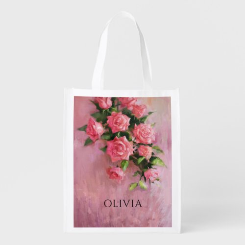 Personalized A Dream in Shades of Pink Grocery Bag