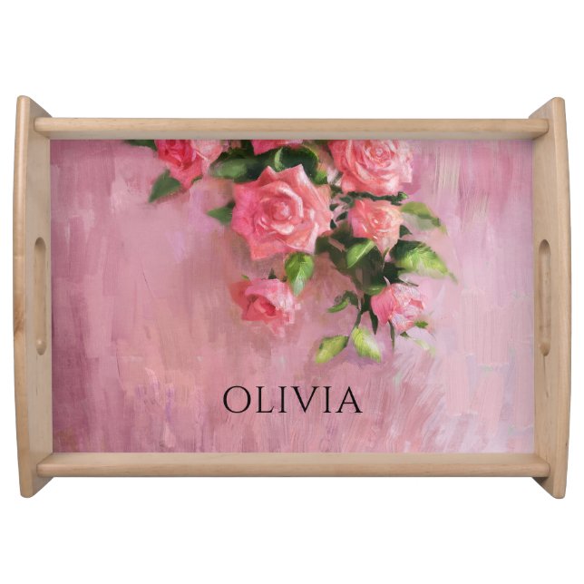 Personalized A Dream in Shades of Pink Serving Tray (Front)