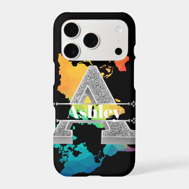  Personalized A Initial Silver Monogram Your Name Iphone Case (Back)