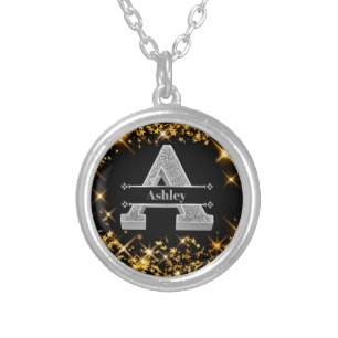 Personalized A Initial Silver Monogram Your Name Plated Necklace