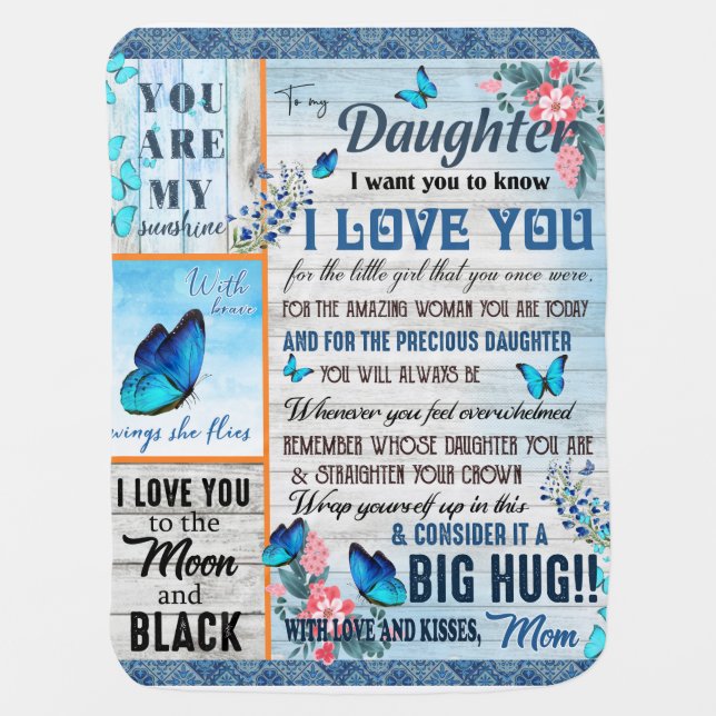 Personalized A Letter To My Daughter, Baby Blanket (Front)