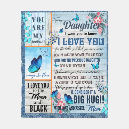 Personalized A Letter To My Daughter Butterflies Fleece Blanket