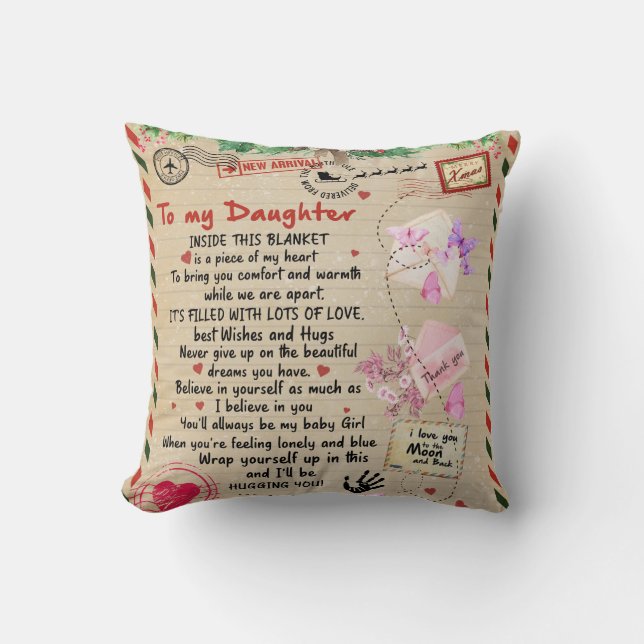Personalized A Letter To My Daughter Throw Pillow (Front)