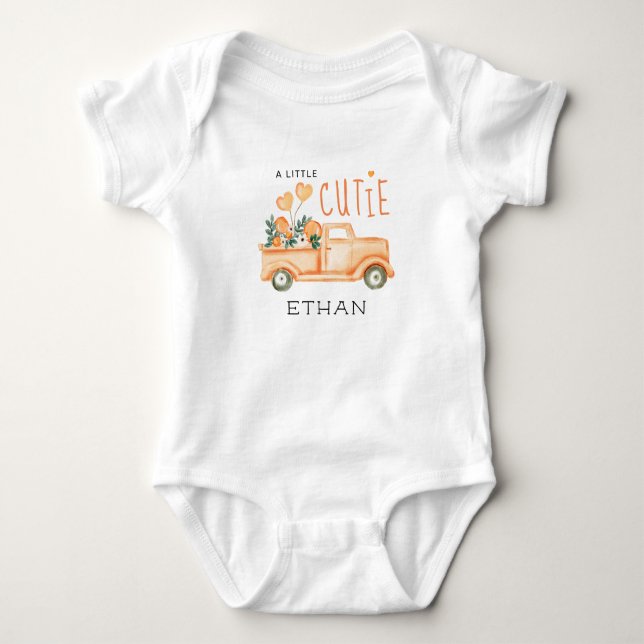 Personalized A Little Cutie Baby Bodysuit (Front)