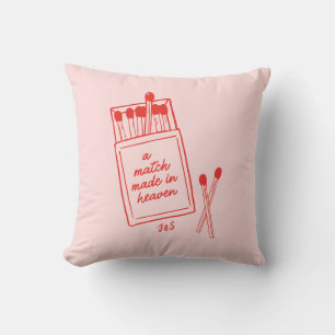 Personalized A Match Made in Heaven Red & Pink Throw Pillow