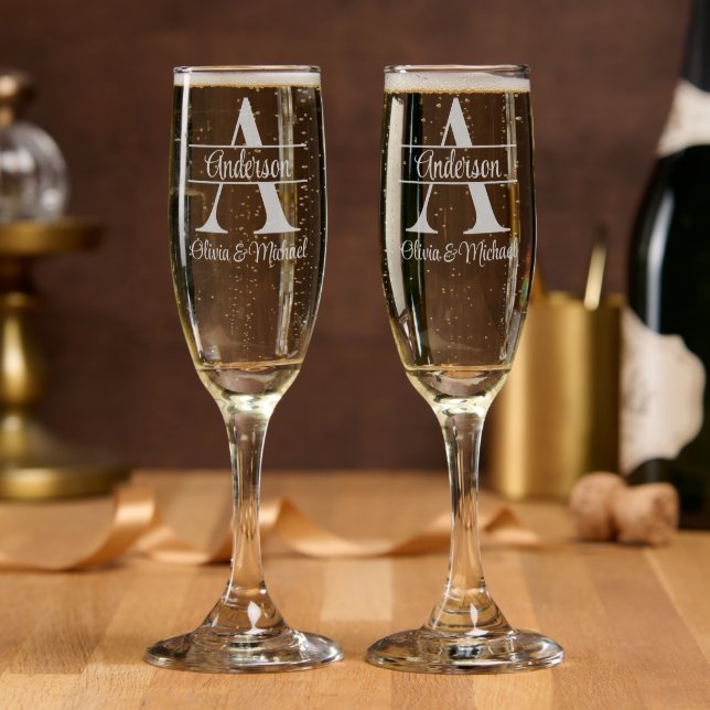 Personalized A Mr & Mrs Wedding Toasting Set of 2 Champagne Flute (Party)