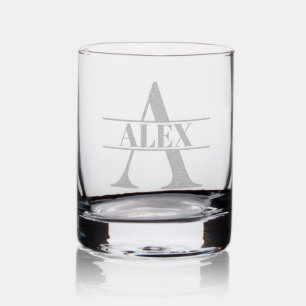 Personalized A Name Custom Gift for Him Dad Groom Rocks Glass