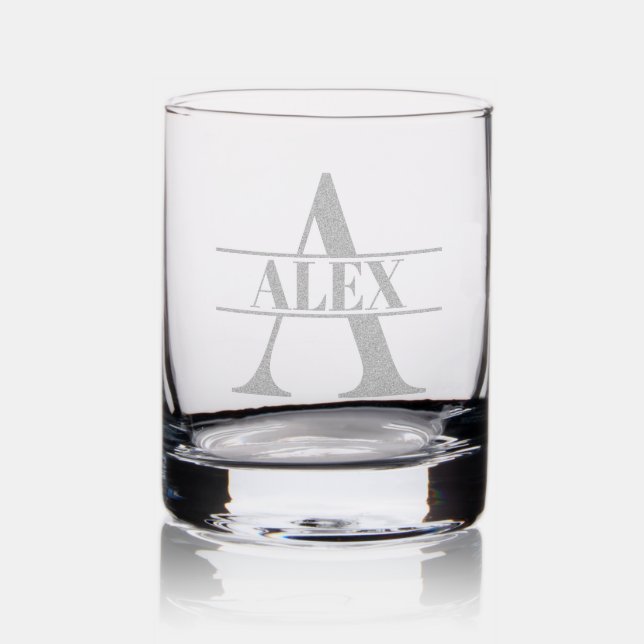 Personalized A Name Custom Gift for Him Dad Groom Rocks Glass (Glassware)