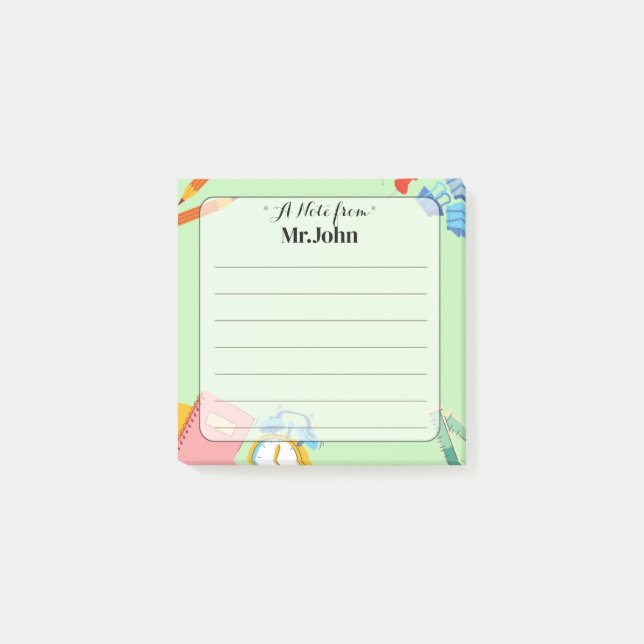 Personalized "A Note From" Teacher Notes | (Front)