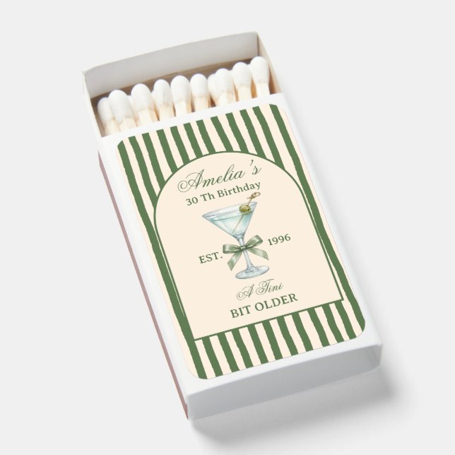 Personalized “A Tini Bit Older” Birthday Party Matchboxes (Front Open)