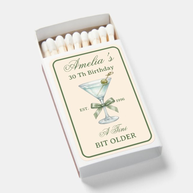 Personalized “A Tini Bit Older” Birthday Party Matchboxes (Front Open)