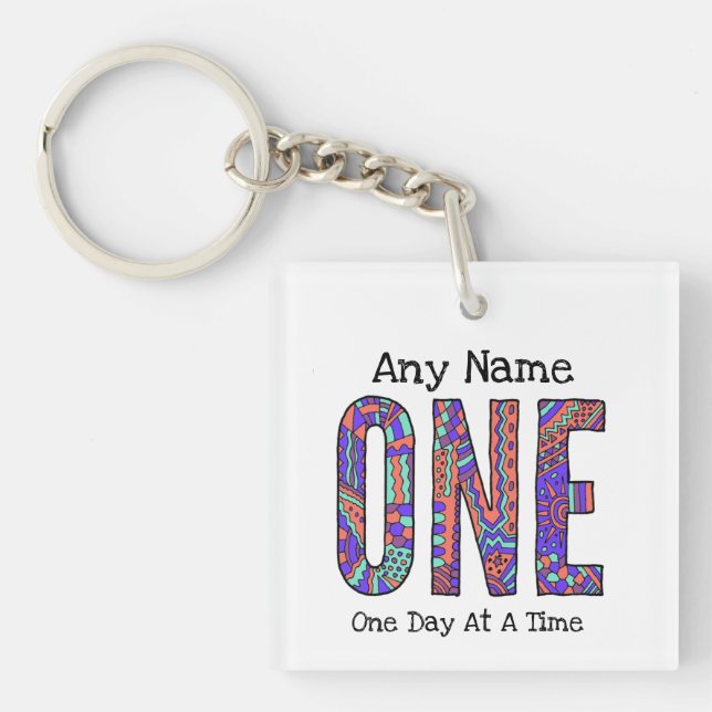 Personalized AA Sobriety Keepsake Acrylic Key Ring (Front)