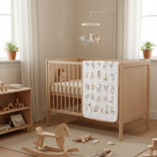 Personalized ABC Animal Alphabet Birth Stats Baby Blanket