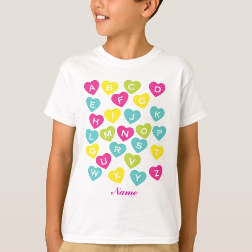 Personalized ABCs Alphabet Hearts T_Shirt