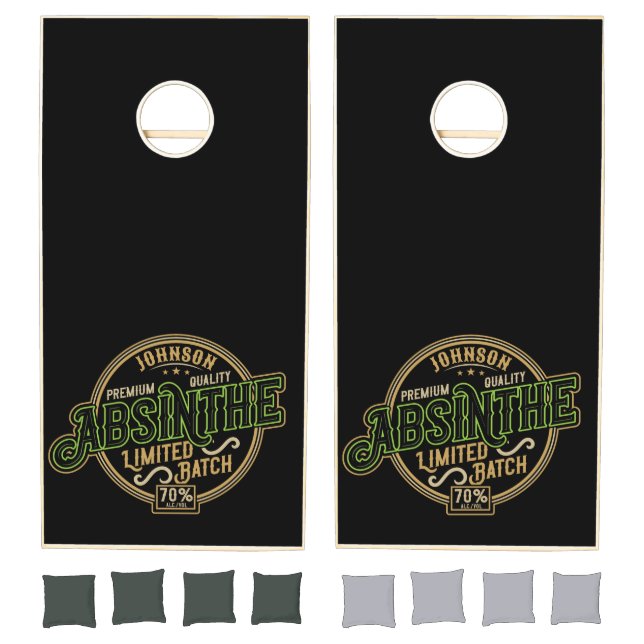 Personalized Absinthe Herbal Spirit Liquor Label Cornhole Set (Set)