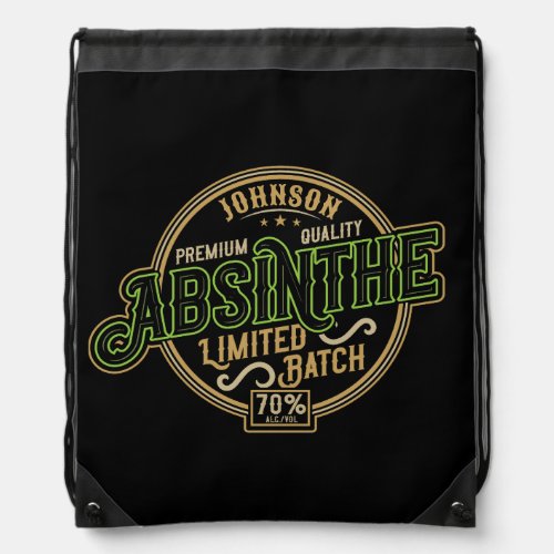 Personalized Absinthe Herbal Spirit Liquor Label Drawstring Bag